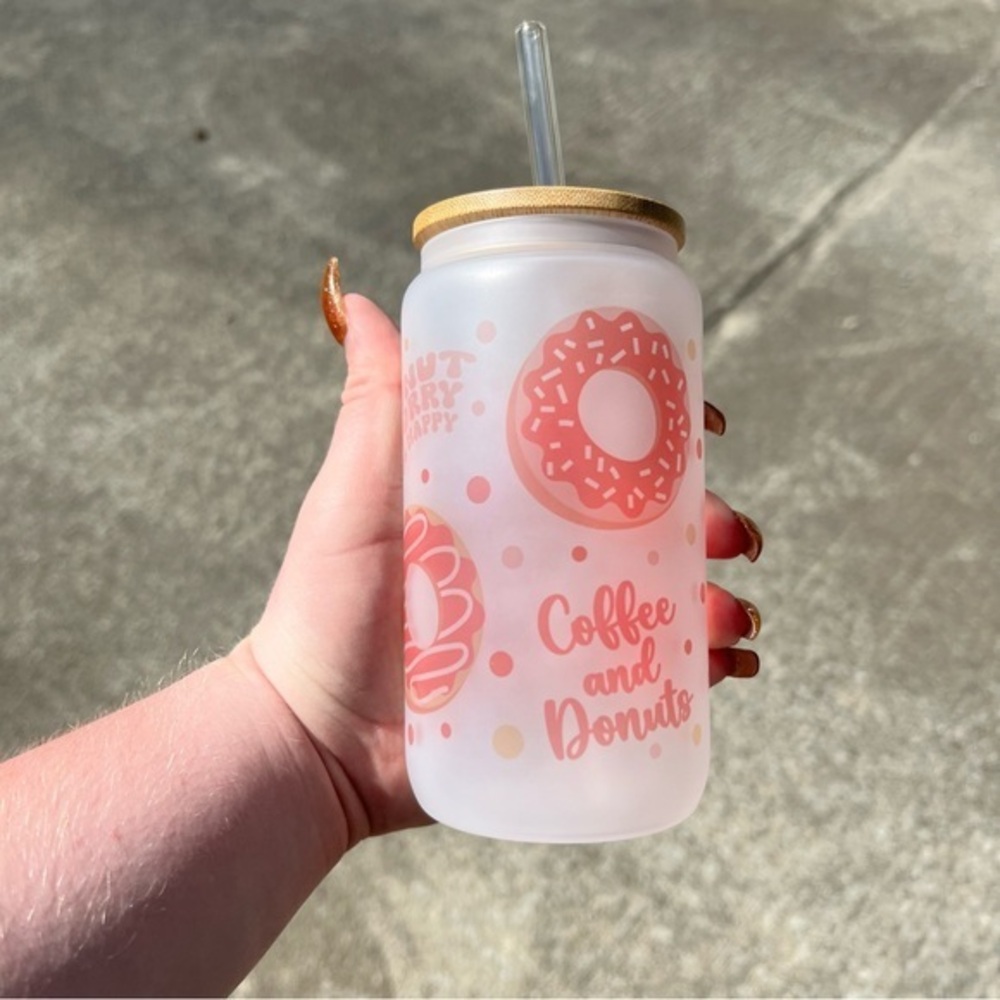 Handmade Donuts 16oz Frosted Glass Cup